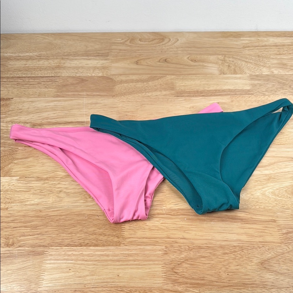 Hurley Bundle of two Pink and Teal green Bikini Bottoms